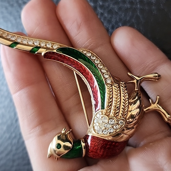 VTG Swarovski Colorful Bird Brooch with Gold Accents - Picture 2 of 8